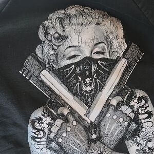 Vtg Marilyn Monroe Art Tattoo Gangsta Y2K HipHop Women's Sweater